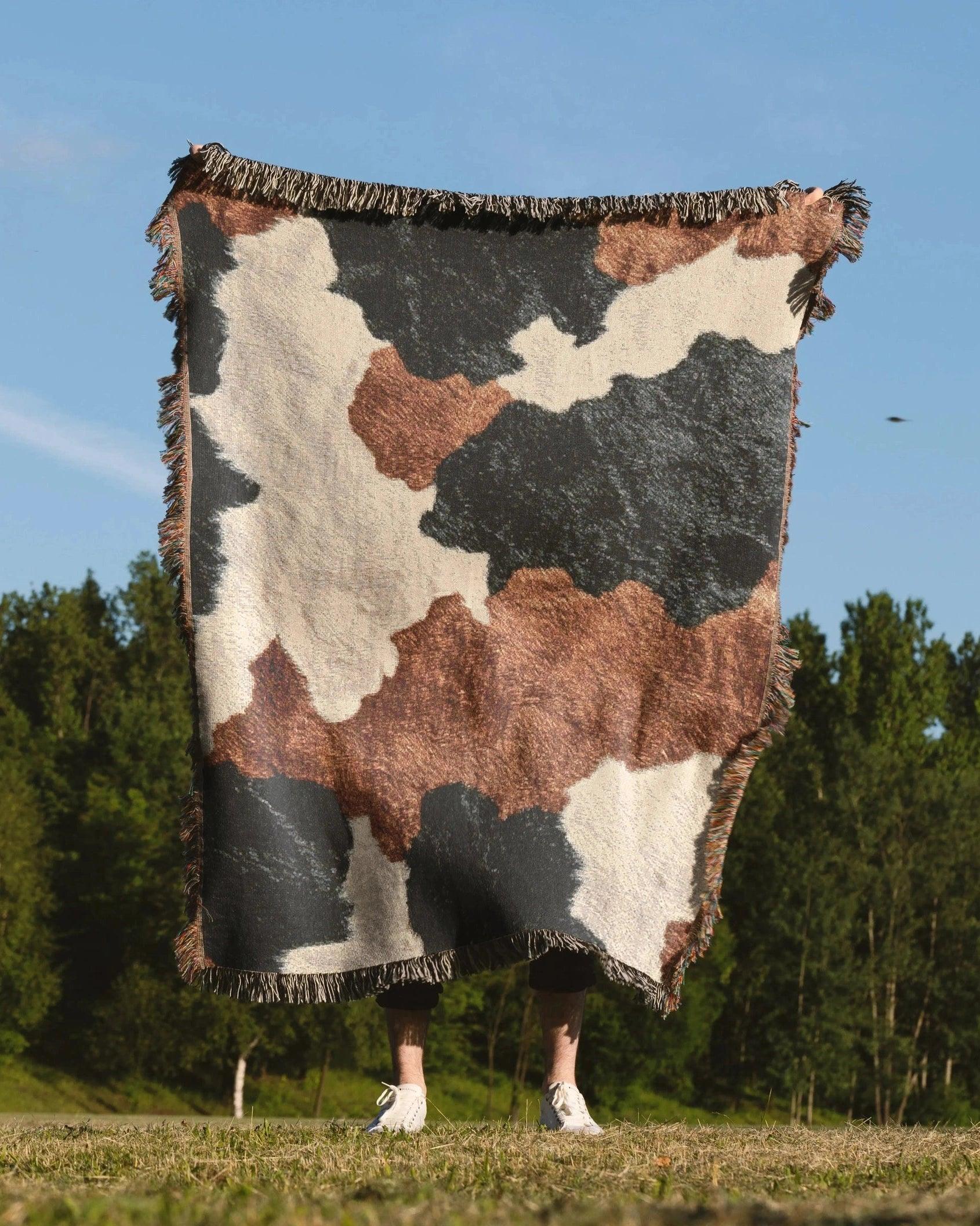 Cow Hide Woven Throw Blanket - imperf