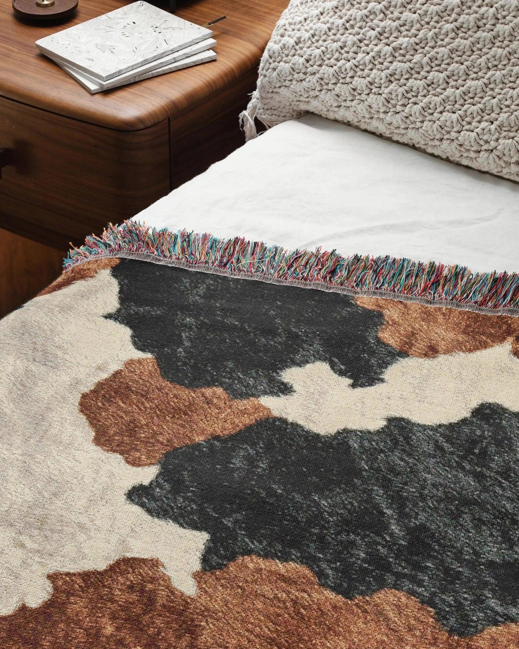 Cow Hide Woven Throw Blanket - imperf