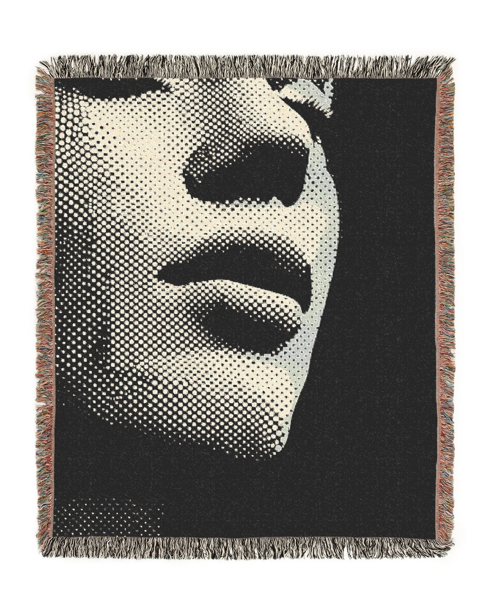Half Tone Face Woven Throw Blanket - imperf