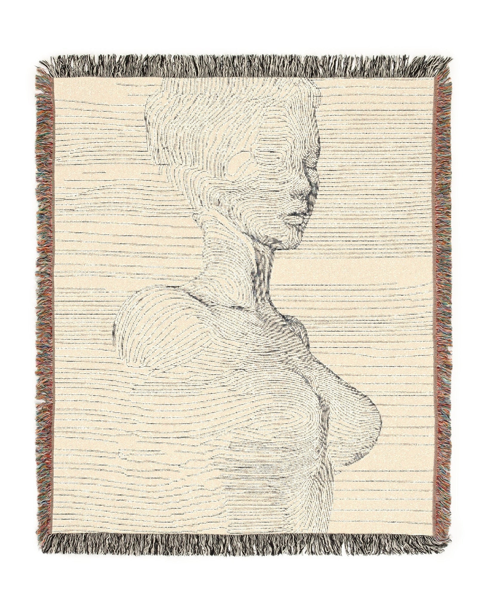 Line Portrait Woven Throw Blanket - imperf