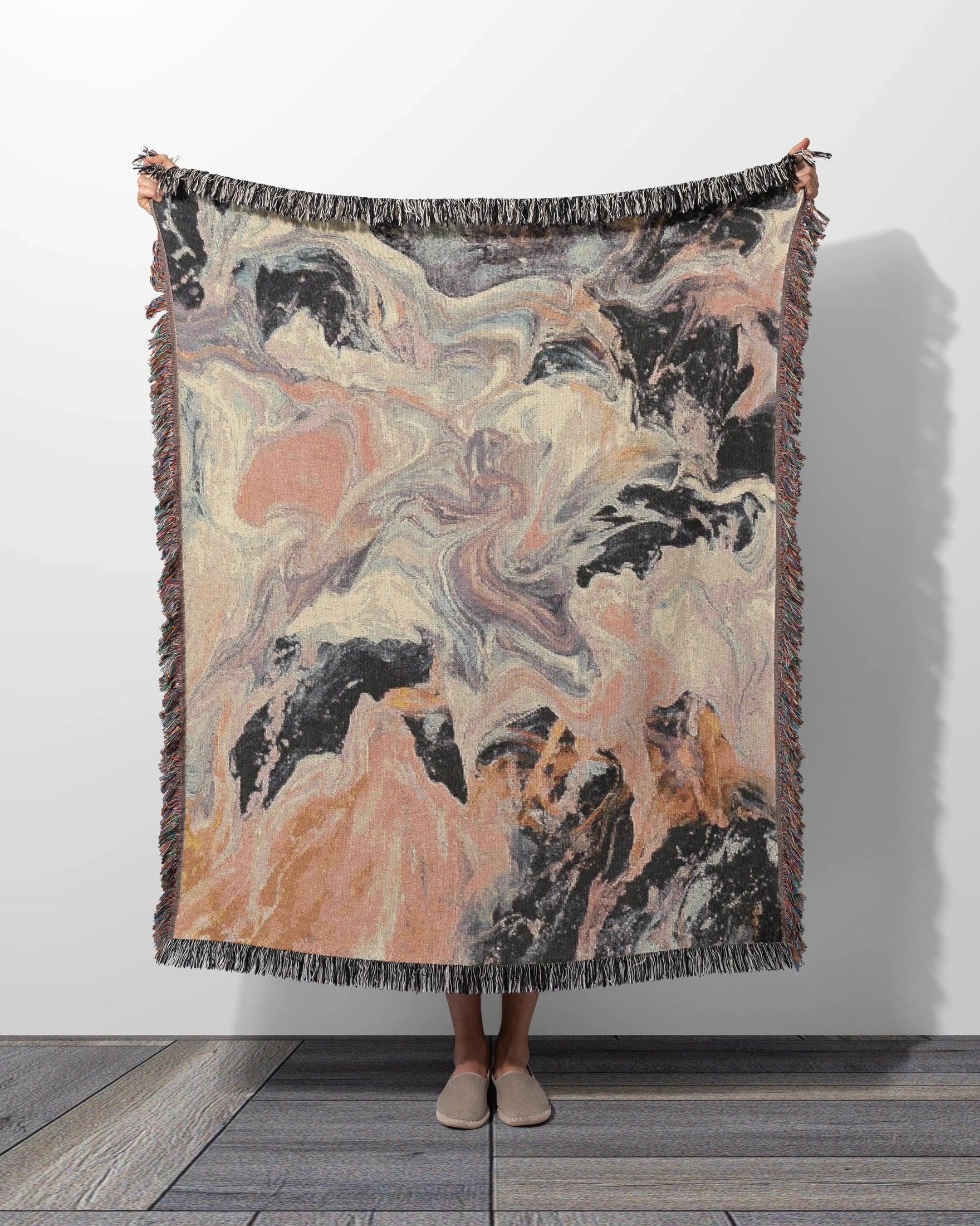 Pink Marble Woven Throw Blanket - imperf
