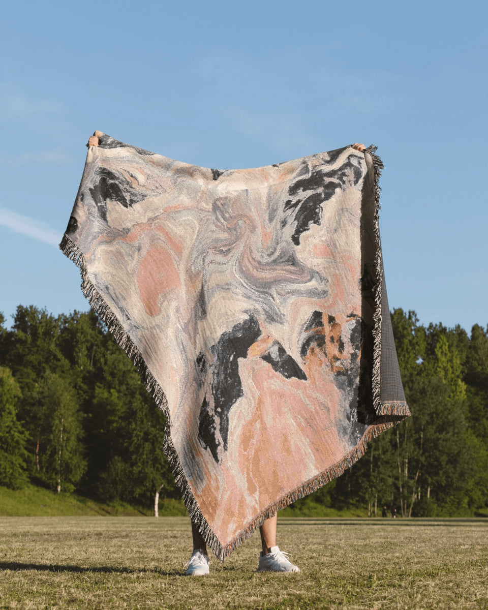 Pink Marble Woven Throw Blanket - imperf