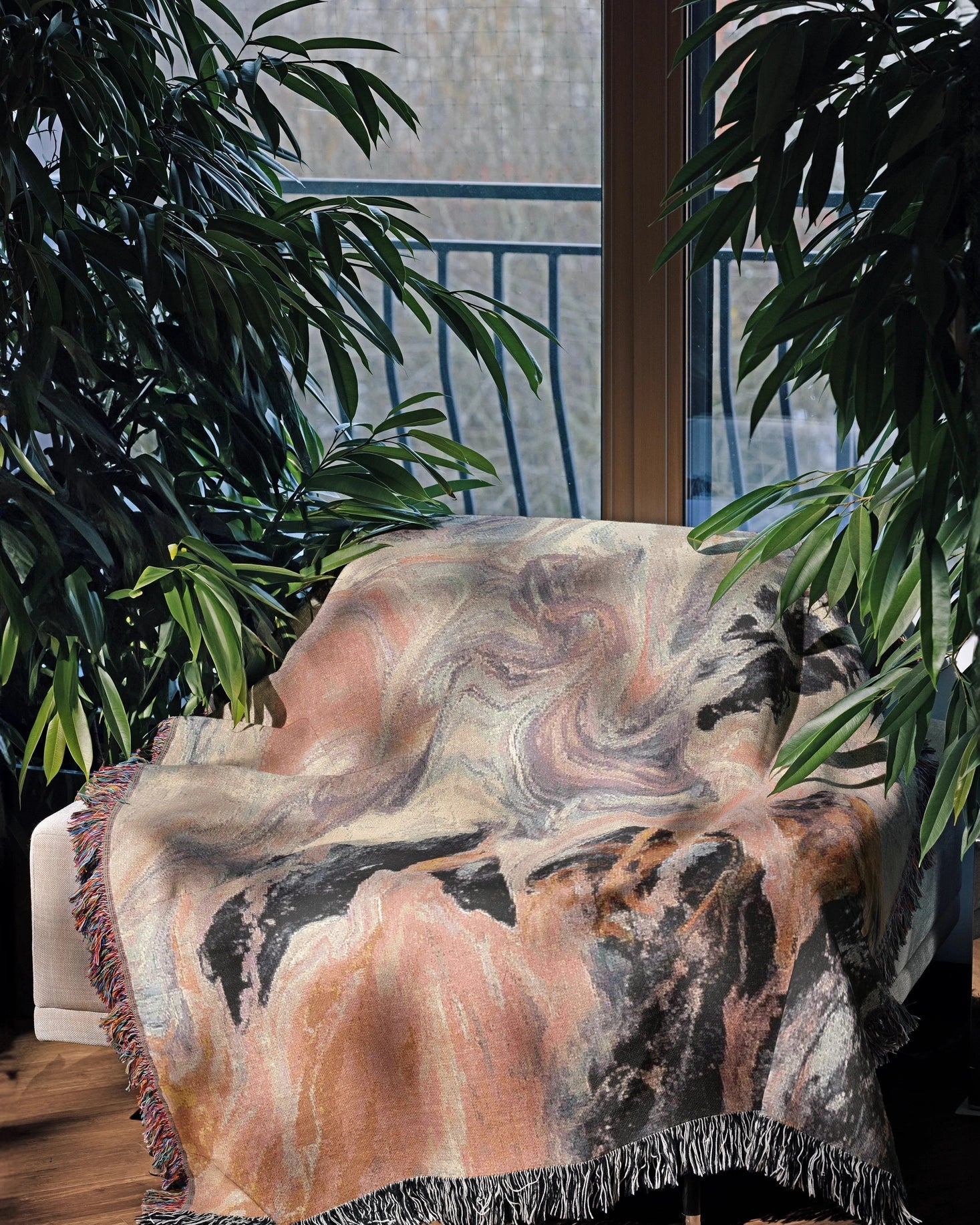 Pink Marble Woven Throw Blanket - imperf