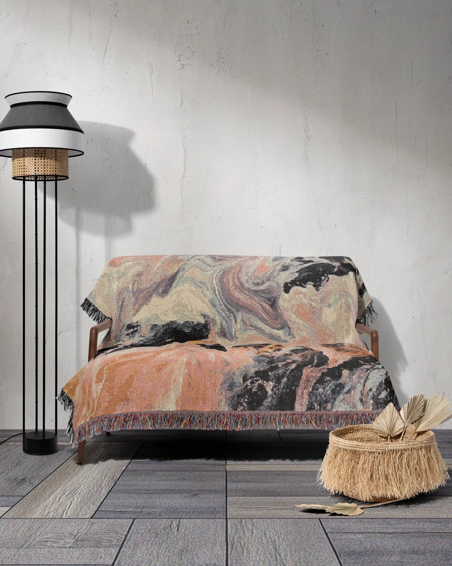 Pink Marble Woven Throw Blanket - imperf