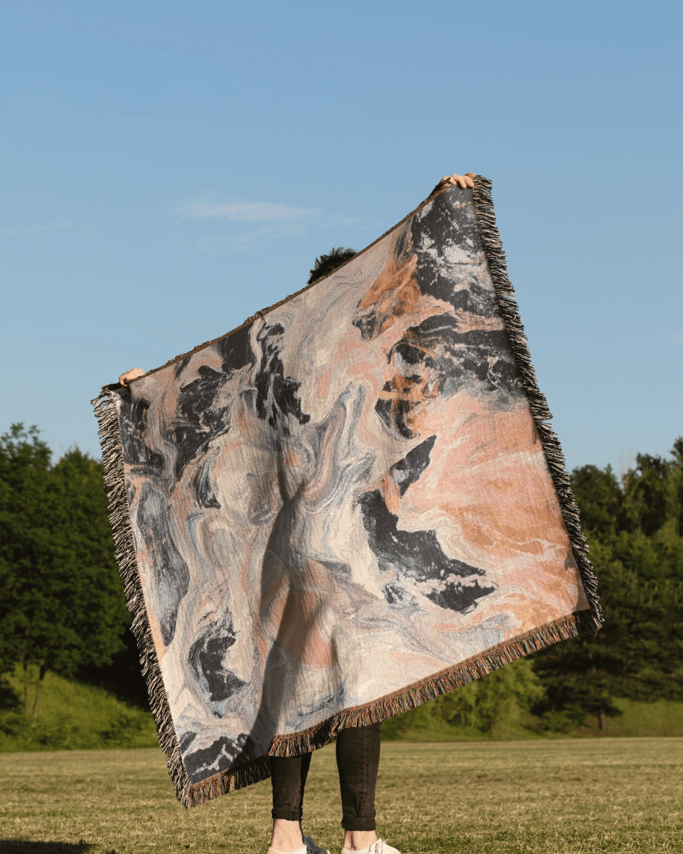 Pink Marble Woven Throw Blanket - imperf