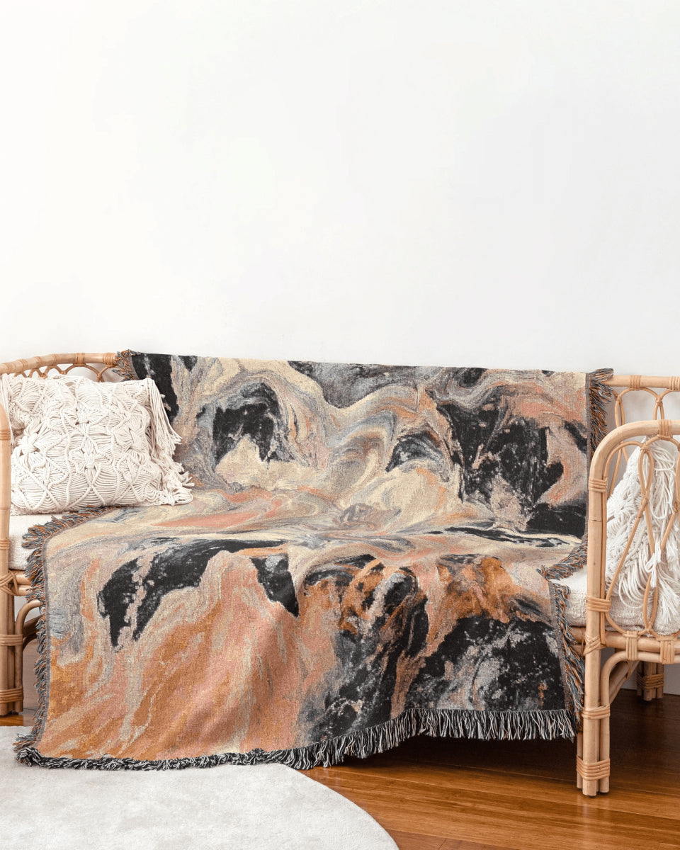 Pink Marble Woven Throw Blanket - imperf