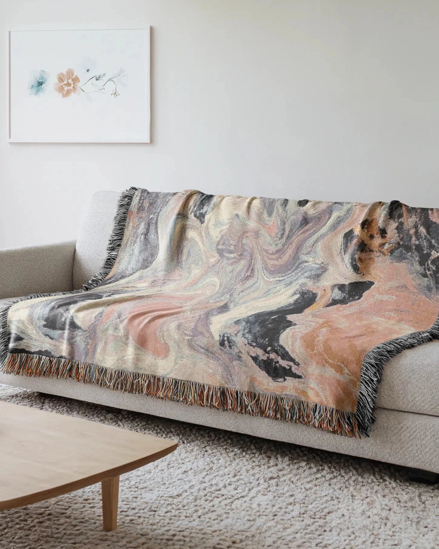 Pink Marble Woven Throw Blanket - imperf