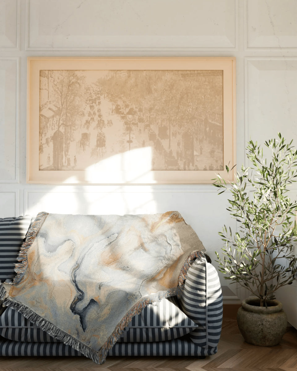White Marble Woven Throw Blanket - imperf