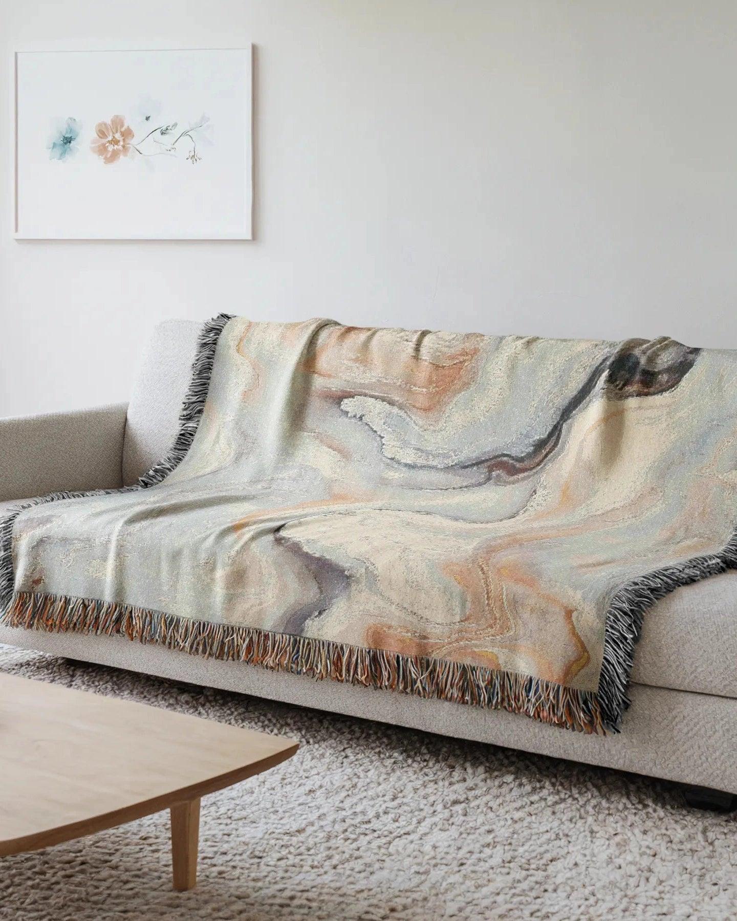 White Marble Woven Throw Blanket - imperf